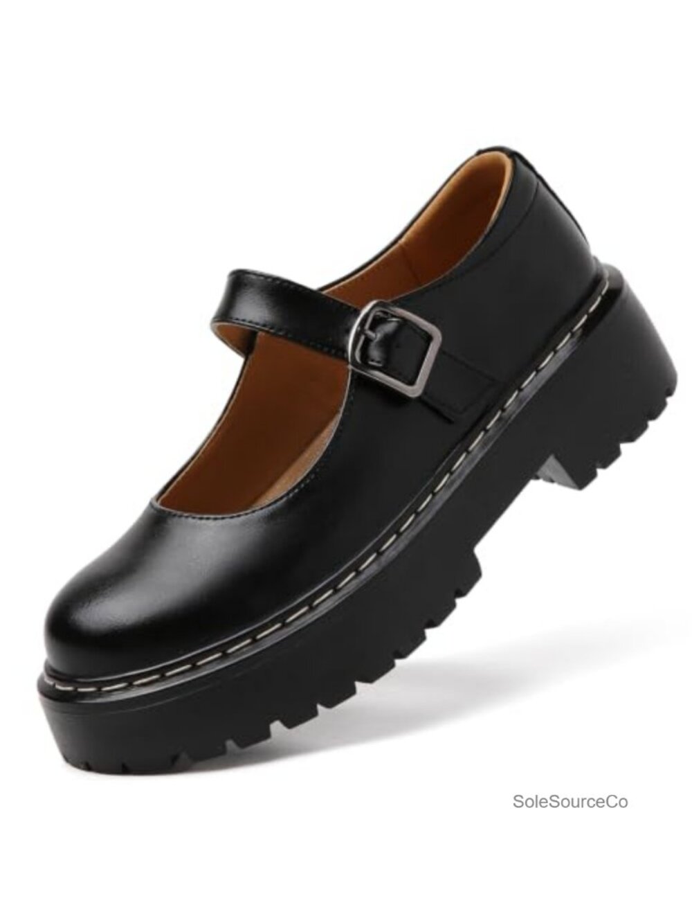 Chunky Platform Mary Jane Shoes for Women Flats Non-Slip Memory Foam